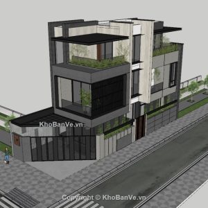 Full bản vẽ mẫu biệt thự 3 tầng (đầy đủ bộ môn) diện tích xây dựng 4.5x20